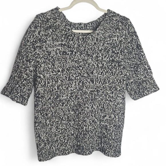 Worthington Sweaters - Worthington Short Sleeve Knit Sweater 3/4 Sleeve Black White XL Womens